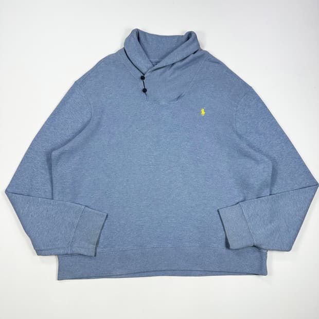 폴로 랄프로렌 빅사이즈 클래식 숄카라 반집업 니트 2XL