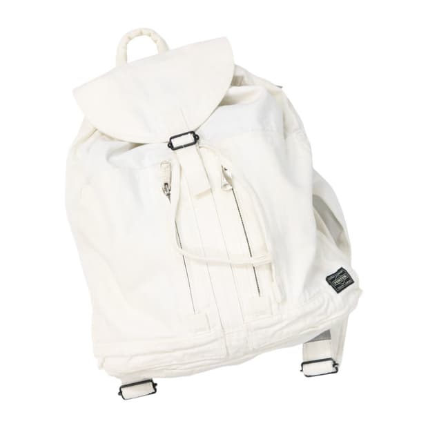 PORTER 포터 화이트 헤링본 코튼 캔버스 백팩