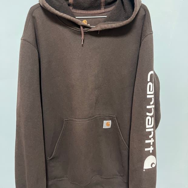 칼하트 팔 로고 후드티 브라운