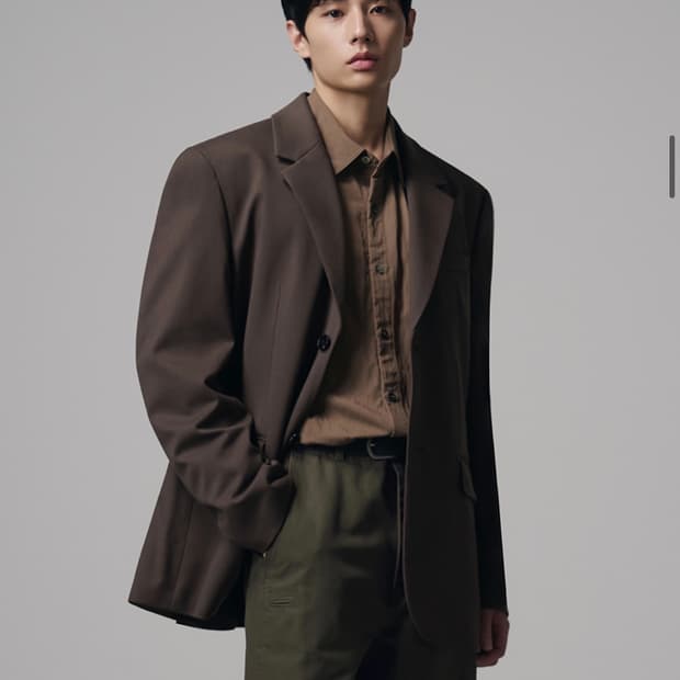 (새상품)(XL) 드로우핏 오버사이즈 도브 울 블레이저 [D.BROWN]