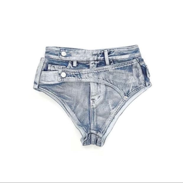 604service SILVER COATED DENIM HIGH-CUT
