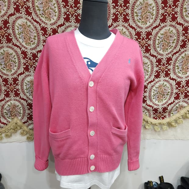 폴로 랄프로렌 핑크 코튼니트 가디건

