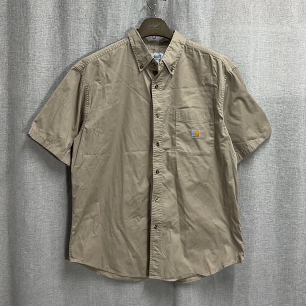 [L/오버핏] 칼하트 포켓 반팔 워크 셔츠 베이지 남방