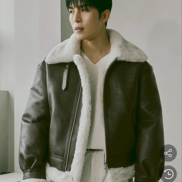 론트 810 깡스타일리스트 비건레더 무스탕 (브라운/아이보리)