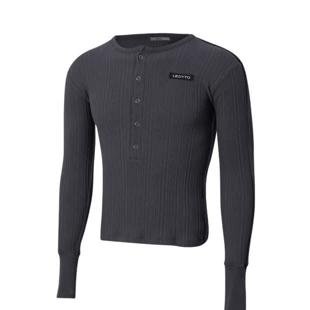 Henley Neck Ribbed Slim T-shirt