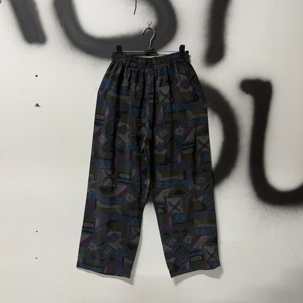 VTG 빈티지 에스닉 패턴 멀티 컬러 밴딩 와이드 팬츠