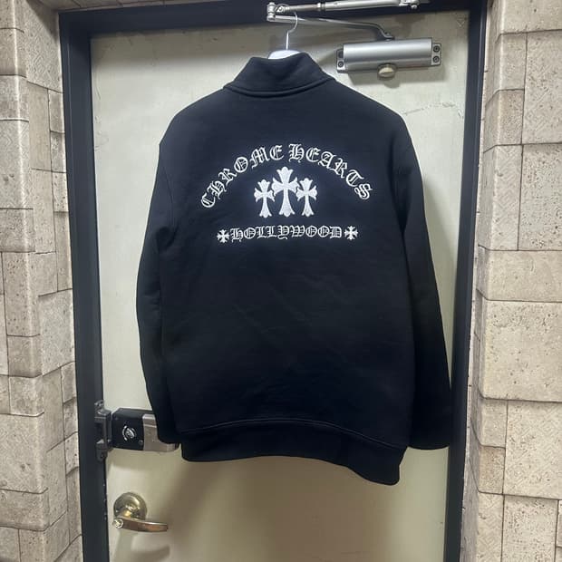 크롬하츠 세메터리 트리플 크로스 레더 하프 집업 맨투맨