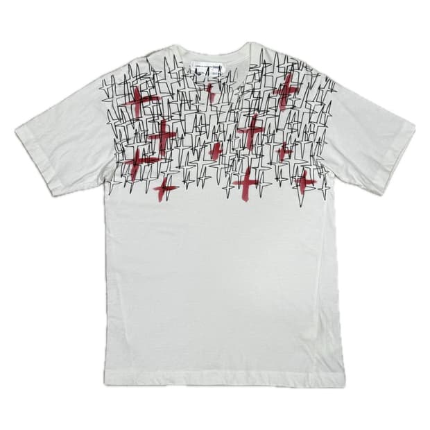 꼼데가르송 아카이브 무수한 섬광과 빨간 십자가 반팔 티셔츠