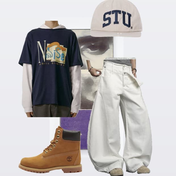 테켓 스투시 팀버랜드 개강룩 간절기룩 세트코디