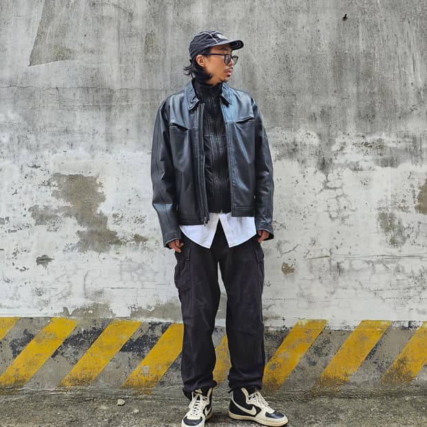 케네스콜 양가죽 폴리 배색 자켓 100