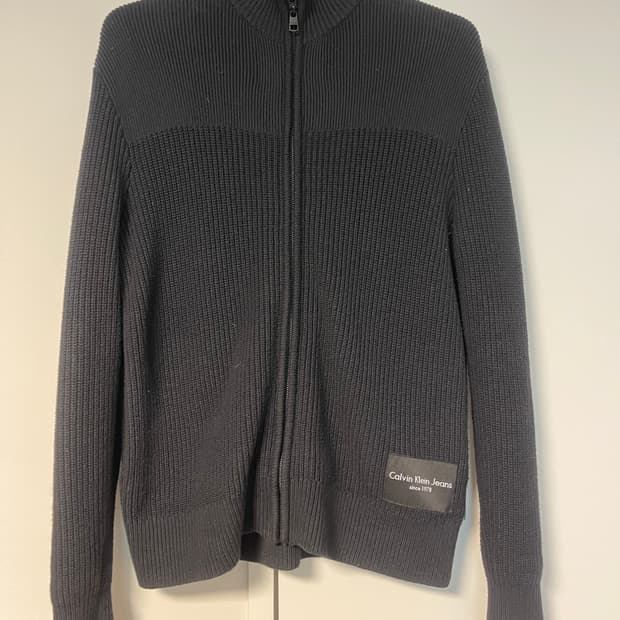 캘빈클라인 니트 집업 가디건 블랙