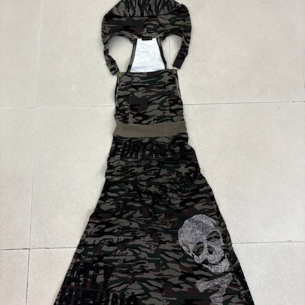MKR 카모 큐빅 레터링 맥시 원피스
