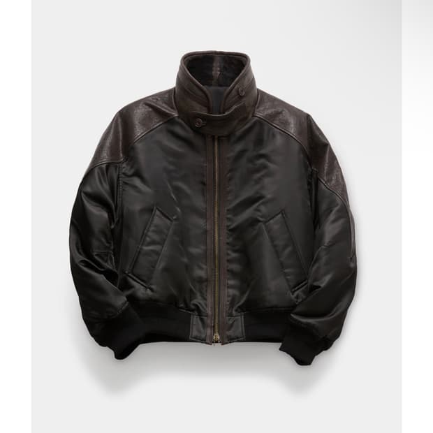 [새상품] M 쿠어 하이넥 시어링 믹스드 MA-1 점퍼 다크브라운