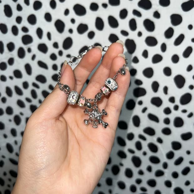 갸루 펑크 y2k 빈티지 체인 볼드 큐빅 챰 팔찌