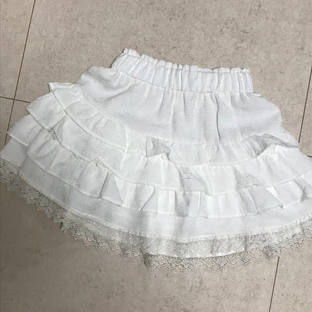 시이소 빈티지 캉캉 레이스 스커트 화이트 갸루