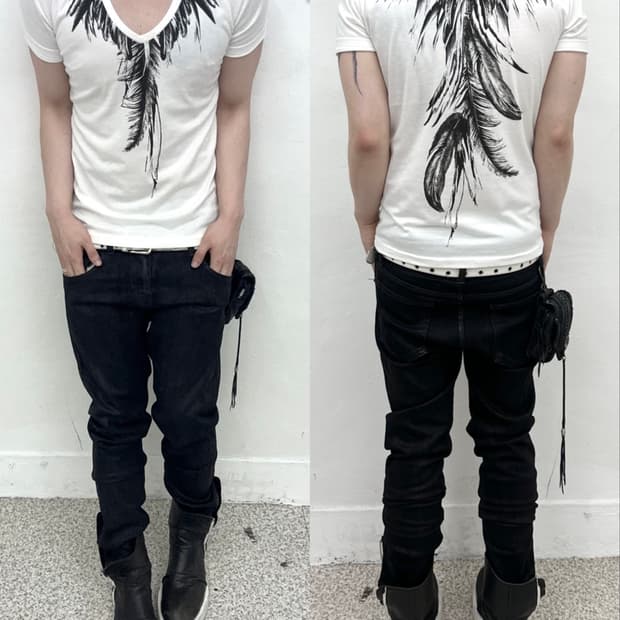 Seana feather neck printing short sleeve