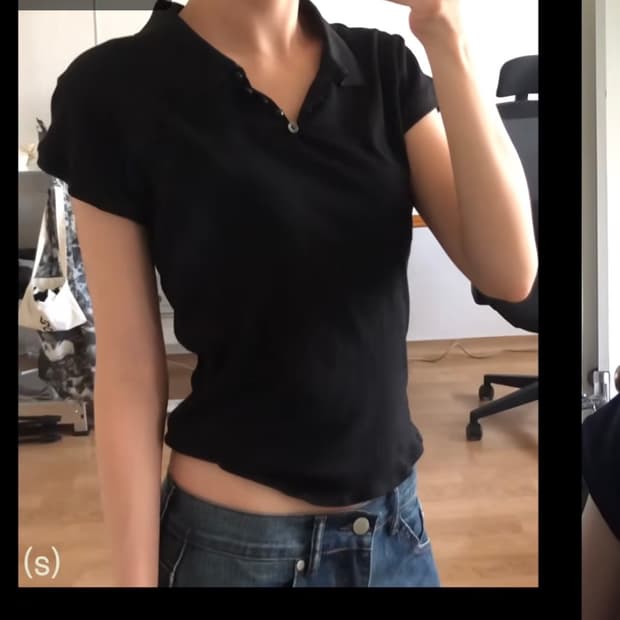 스웨이드 suade 기명 콜라보 슬림pk티 카라티 네이비