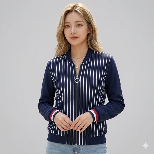 🌿 가디건처럼 입는 블루종 | 타미힐피거 스트라이프 자켓 55~66