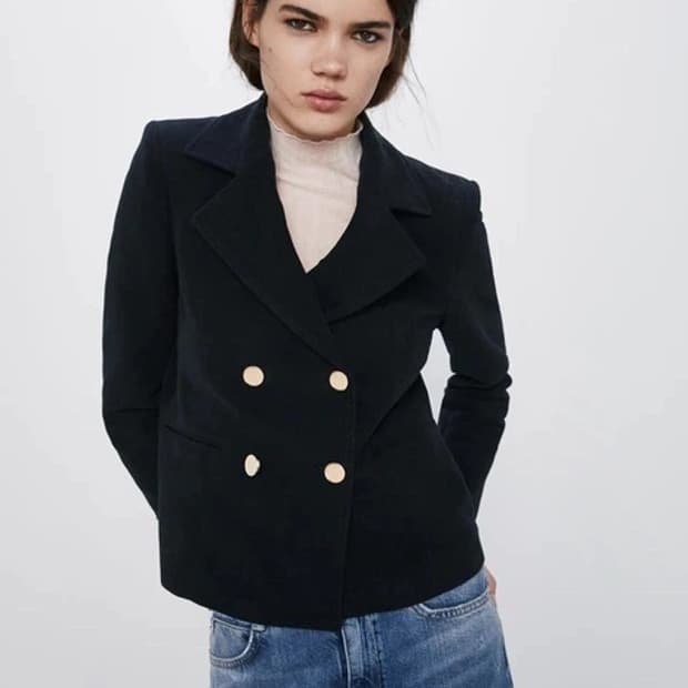 자라 블랙 금장 버튼 자켓