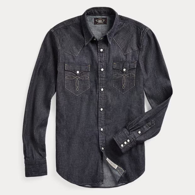 더블알엘(RRL) 슬림핏 데님 웨스턴 셔츠 M사이즈