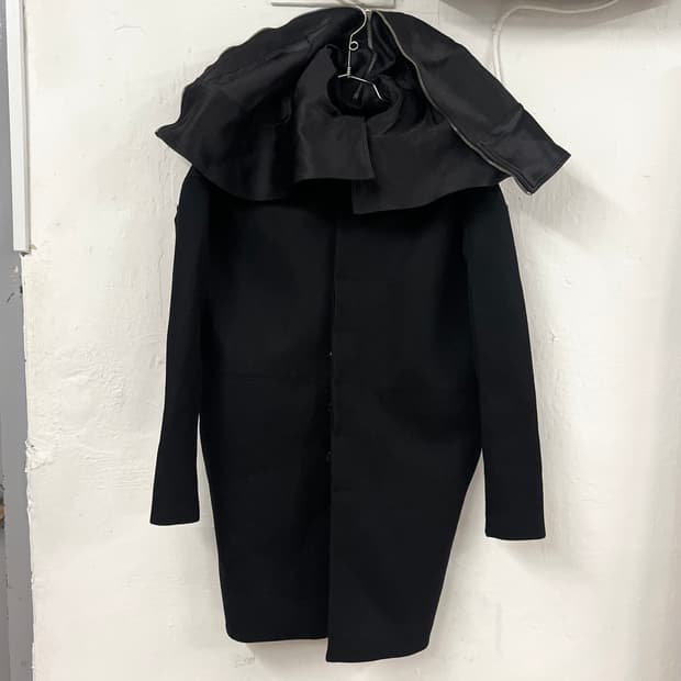 릭오웬스 2013FW 런웨이 아카이브 실크 울 후드 코트