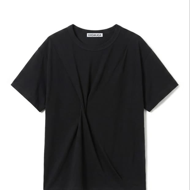 KASAKASA Black Asym Draped T-Shirt