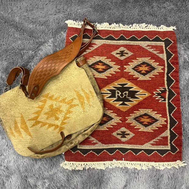 RRL  LEATHER PRINTED BAG&CARPET SET SALE