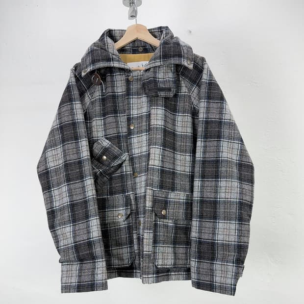 남이서팔 윈드 스토퍼 타탄 체크 히든후디 자켓