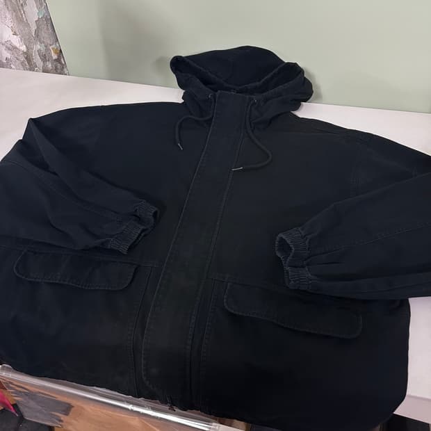 XL 코드그라피 블랙 후드 오버핏 숏야상