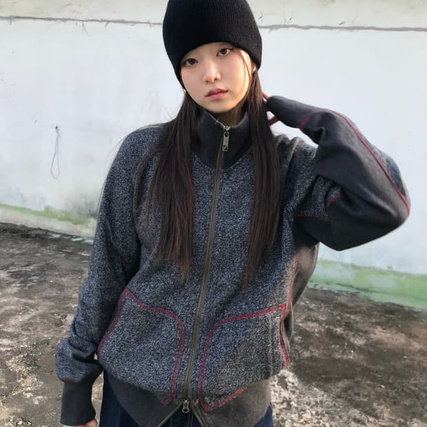 레드 스티치 투웨이 집업