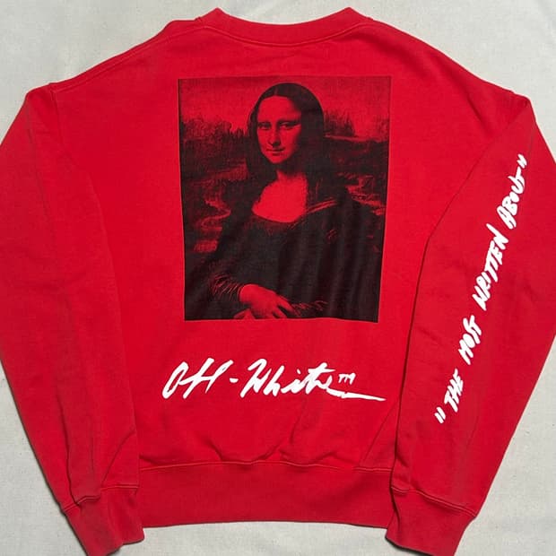 🫶🏻 오프화이트 모나리자 프린트 레드 맨투맨 🫶🏻