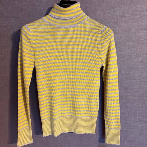 골지 스트라이프 목폴라 니트 Japan