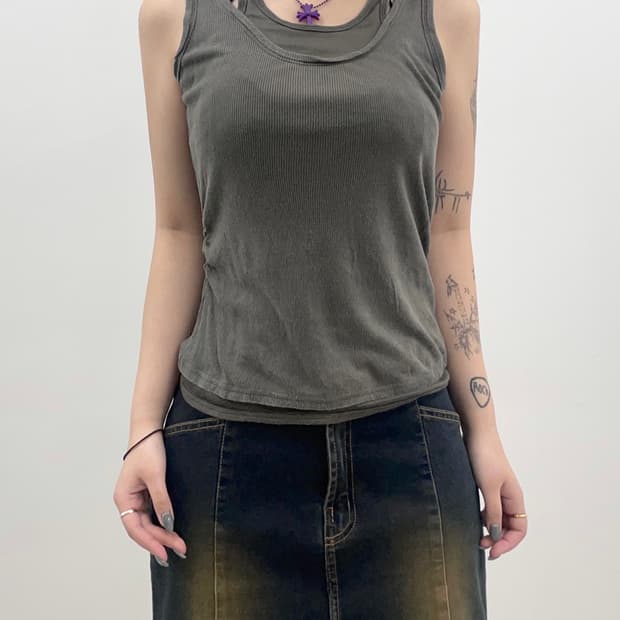 Layered Khaki sleeveless