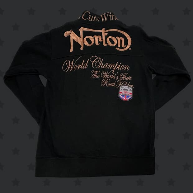 Norton 노턴 펑크 포인트 블랙 카라 레터링 자켓 집업