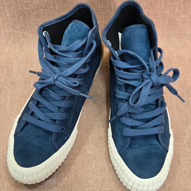 PF 플라이어스 250mm- 남녀 센터 하이 스웨이드 블루 스니커즈