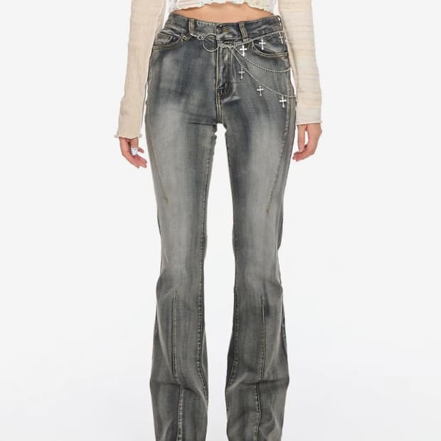 스키즘인듀싱 DARTS BOOTCUT JEANS GREY 