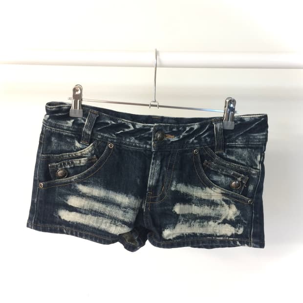 Washed buttons Denim Shorts 갸루 워싱 데님 쇼츠