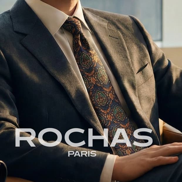 로샤스 실크 네이비 오리엔탈 패턴 넥타이 9.6cm A+등급 A19891