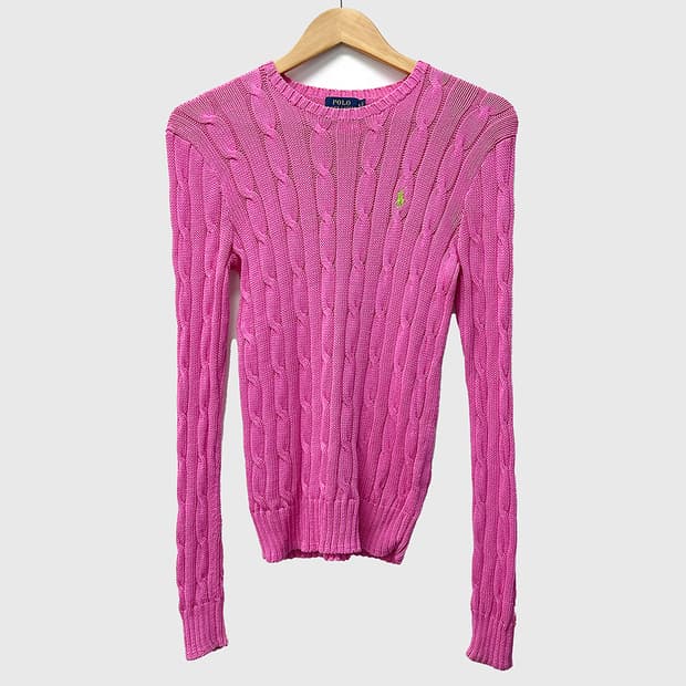 폴로 랄프로렌 라운드넥 크루넥 케이블 니트 코튼 스웨터 여성 S