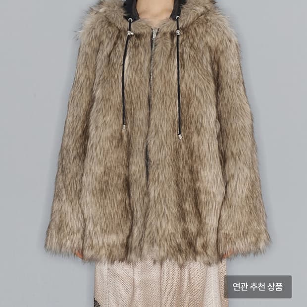 REVERSIBLE FAUX FUR HOOD JACKET, BEIGE