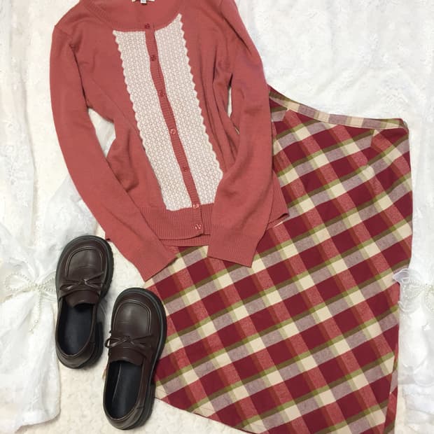 빈티지 사만사모스 사과 체크 스커트