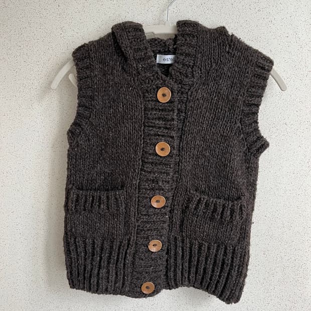 니트 후디 베스트 울 100%