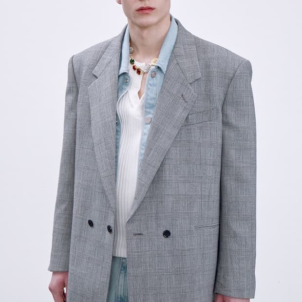 렉토 24ss 글렌체크 테일러드 자켓 s size