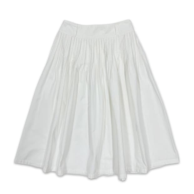 빈티지 이나바 요시에 화이트 플리츠 미디 스커트
