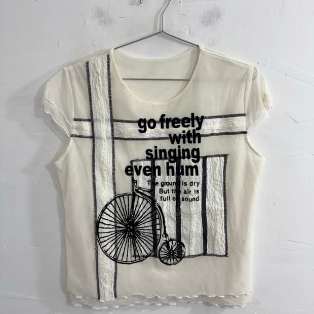 mesh lace printing top