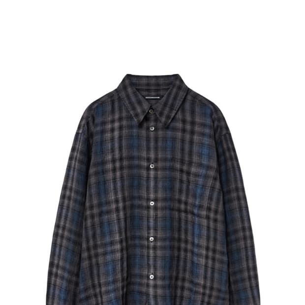 해칭룸 Museum Shirt Linen Check 차콜 블루