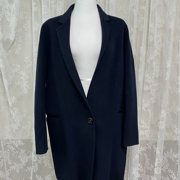 82-94-160) 한섬 시스템 핸드메이드 코트 네이비