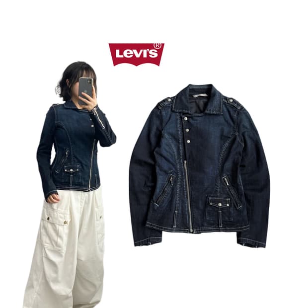 리바이스 제팬 딱붙 바이커 데님 라이더 자켓
