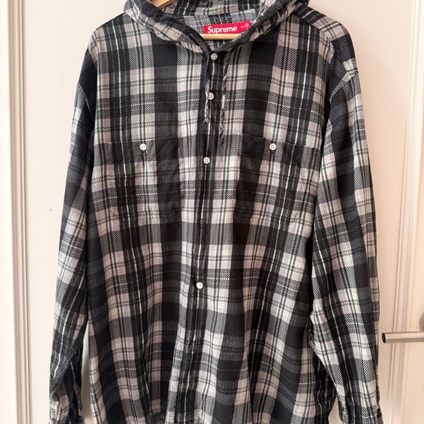 슈프림(SUPREME) 프린티드 후드 플란넬 셔츠 탄XL - 24SS