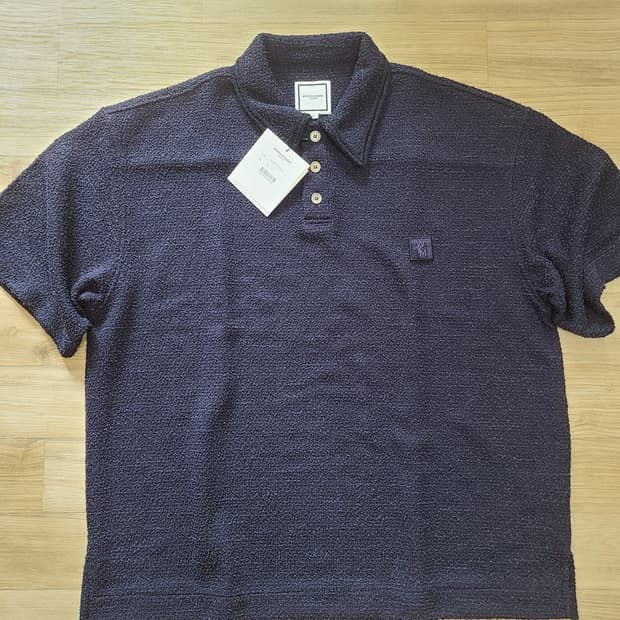 [정품/새상품] 우영미 네이비 트위드 폴로 티셔츠